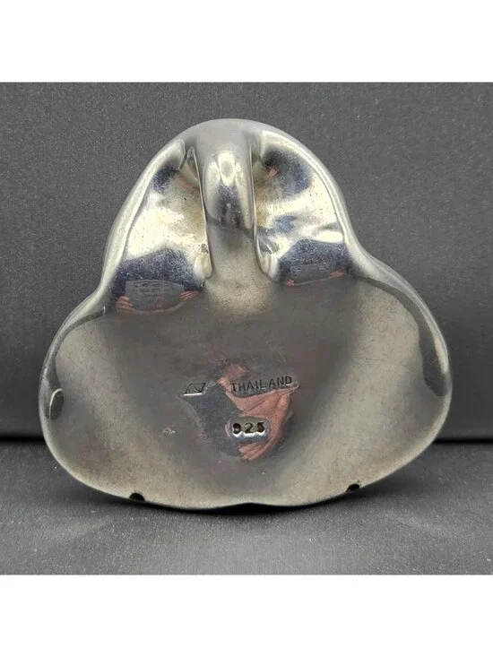 VTG Sterling Silver Electroform Rose Puffy Pendant 1.5" Rhinestones Signed - Picture 6 of 10